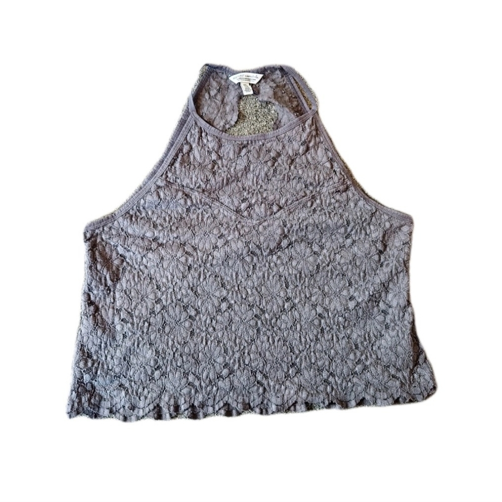 American Eagle Lace Cropped Cami‎ Tank Top Size Xxl 2xl Dark Romantic Fairy Gray